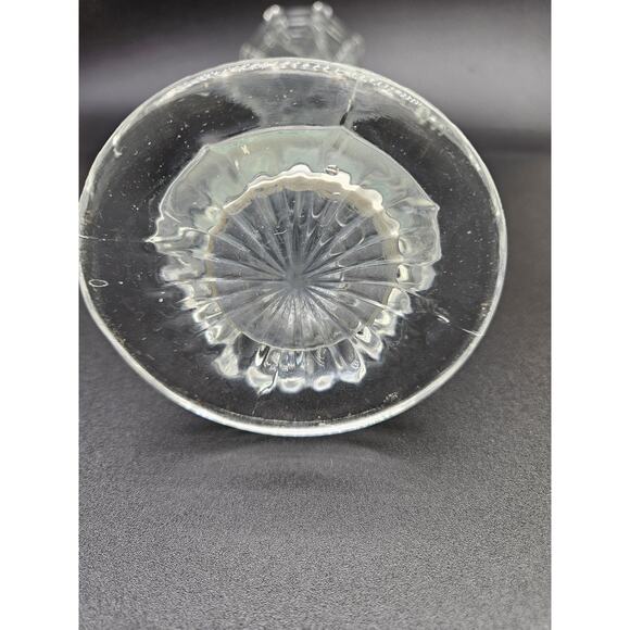 Vintage‎ Dugan Swung Vase Clear Ribbed Swirl Glass Trumpet Scalloped 8 Finger - Picture 8 of 10